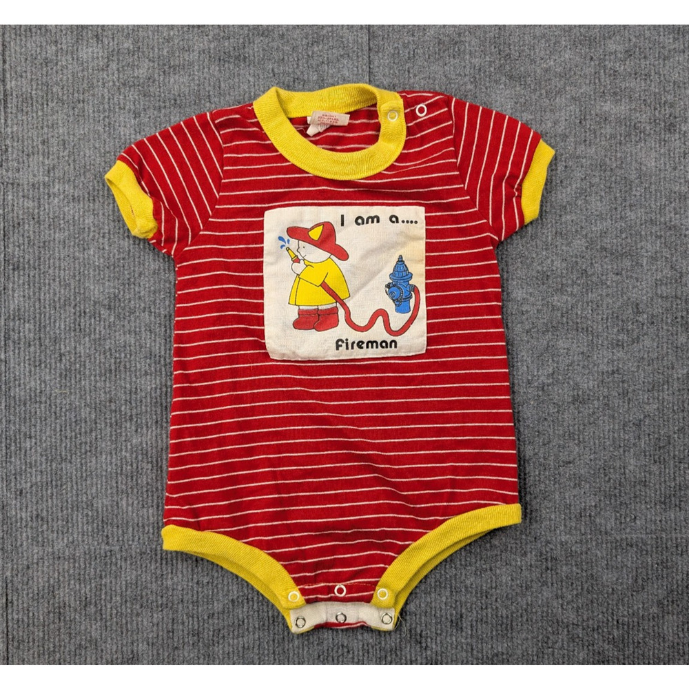 Vintage Buster Brown One Piece Baby 18M Retro I Am A Fireman Novelty Romper 80s